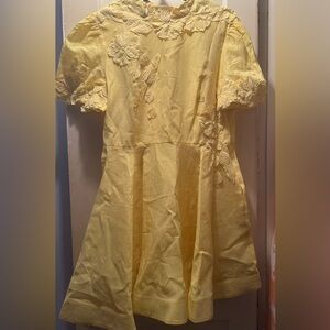 ANTONIO MELANI Yellow Floral Appliqué Midi Dress